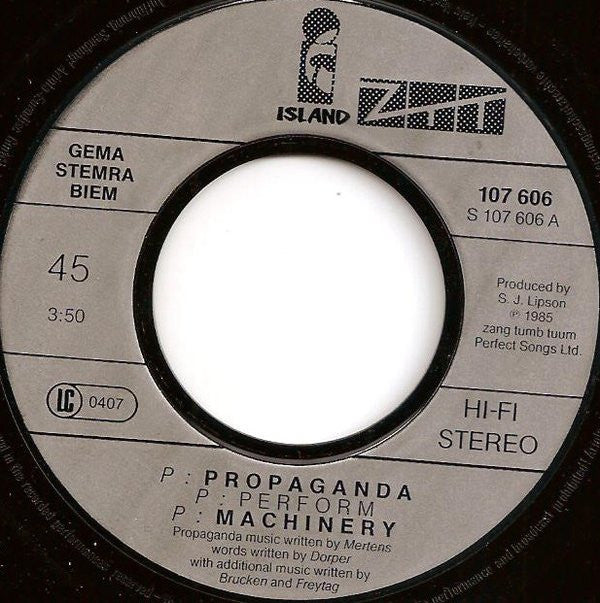 Propaganda : p: Machinery (7",45 RPM,Single,Stereo)