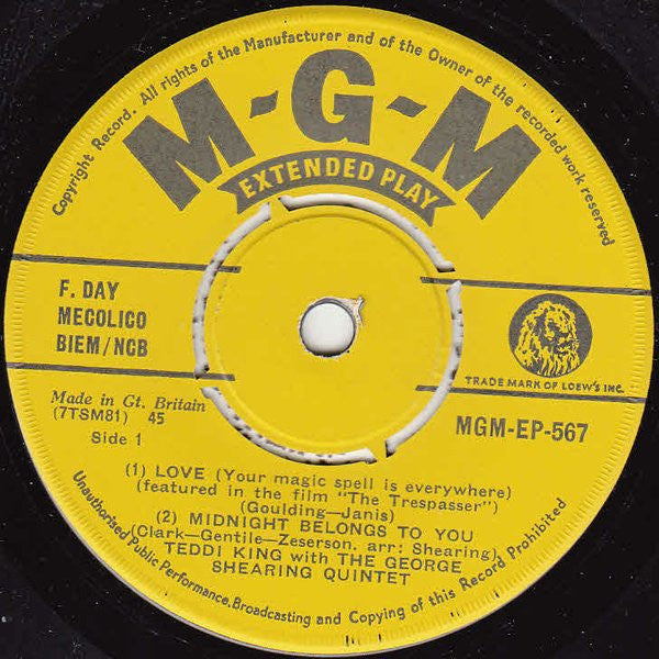 Teddi King With George Shearing Quintet, The : Teddi King With The George Shearing Quintet (7",EP)