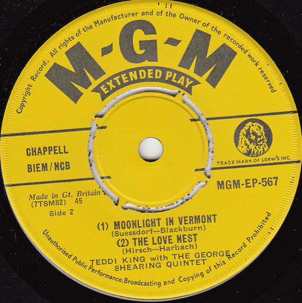 Teddi King With George Shearing Quintet, The : Teddi King With The George Shearing Quintet (7",EP)