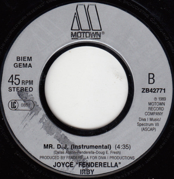 Joyce "Fenderella" Irby Special Guest: Doug E. Fresh : Mr. D.J. (7",45 RPM,Single,Stereo)