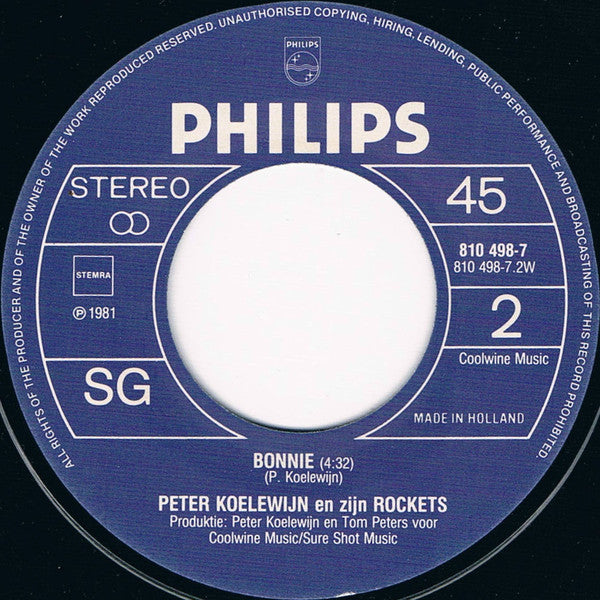 Peter Koelewijn & Zijn Rockets : De Tijger Is Los (7",45 RPM,Single)