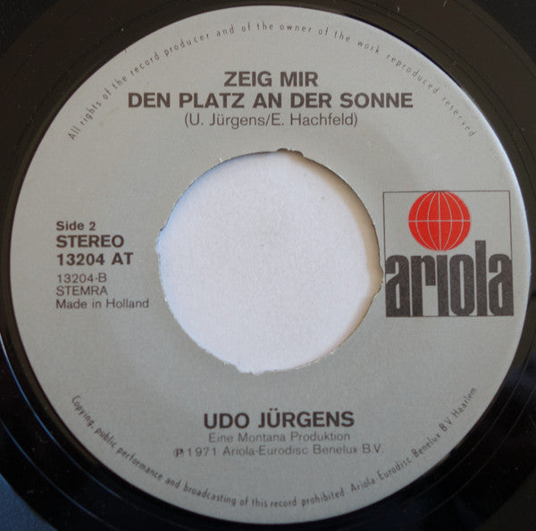 Udo Jürgens : Spiel, Zigan / Zeig' Mir Den Platz An Der Sonne (7",45 RPM,Single)
