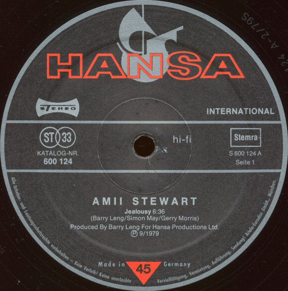 Amii Stewart : Jealousy (Long Version) (12",Single,45 RPM)