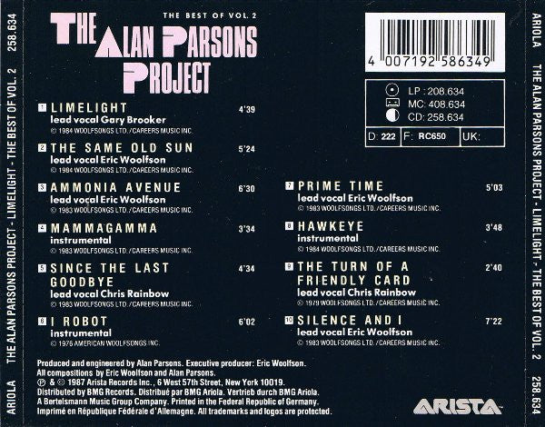 Alan Parsons Project, The : Limelight (The Best Of Vol. 2) (Compilation)