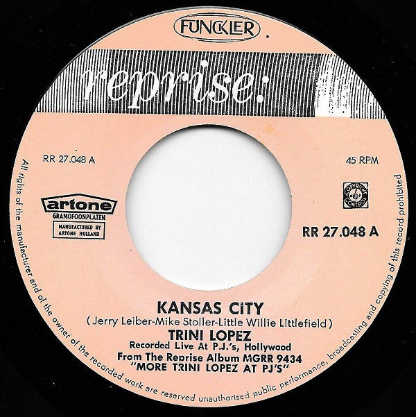 Trini Lopez : Kansas City (7",Single,45 RPM)