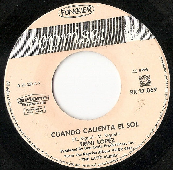 Trini Lopez : Ya Ya / Cuando Calienta El Sol (7",45 RPM,Single)