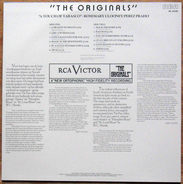 Rosemary Clooney / Perez Prado : A Touch Of Tabasco (LP,Album,Reissue,Stereo)