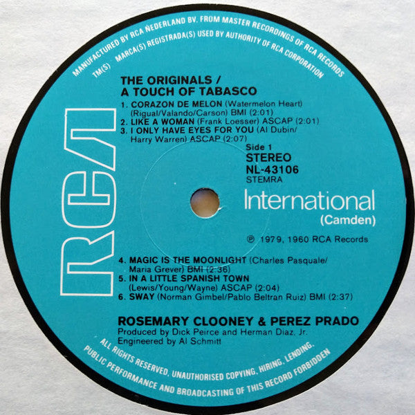 Rosemary Clooney / Perez Prado : A Touch Of Tabasco (LP,Album,Reissue,Stereo)