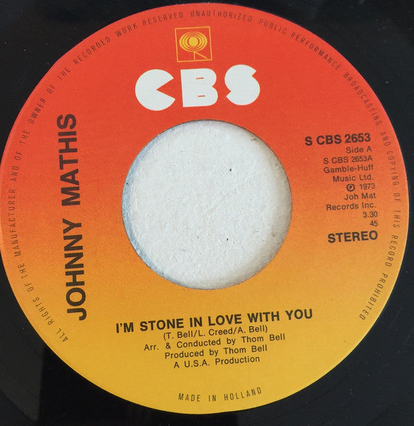 Johnny Mathis : I'm Stone In Love With You (7",45 RPM,Single)