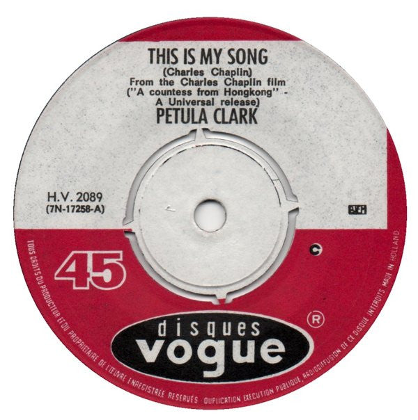 Petula Clark : This Is My Song  (7",45 RPM,Single)