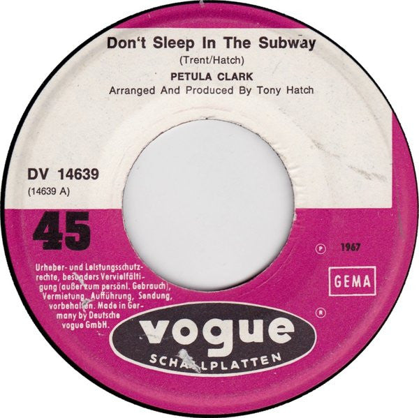 Petula Clark : Don't Sleep In The Subway (7",45 RPM,Single,Repress)