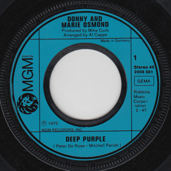 Donny & Marie Osmond : Deep Purple (7",Single,45 RPM)