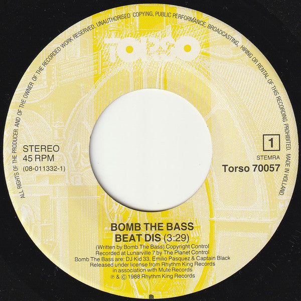Bomb The Bass : Beat Dis (7",45 RPM,Single,Stereo)