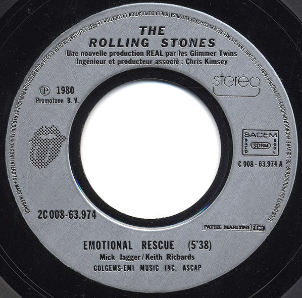 Rolling Stones, The : Emotional Rescue (7",45 RPM,Single,Stereo)