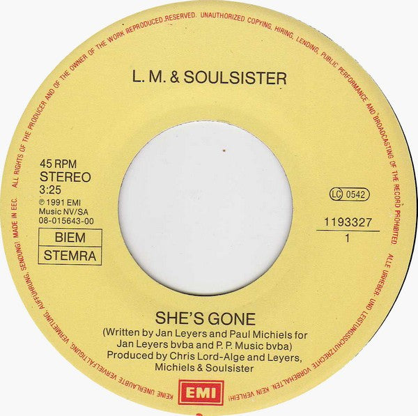 Soulsister : She's Gone (7",45 RPM,Single)