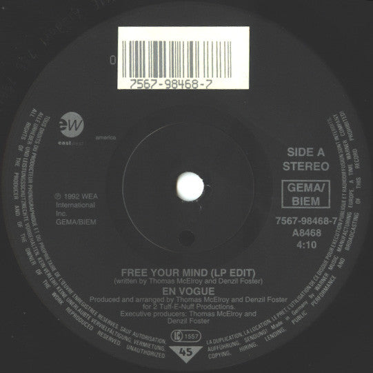 En Vogue : Free Your Mind / Giving Him Something He Can Feel (7",Single,Stereo)