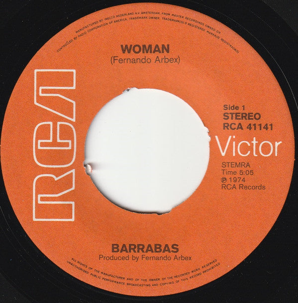 Barrabas : Woman / Chicco (7",45 RPM,Single,Stereo)