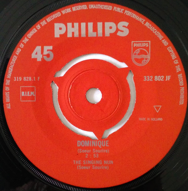 Singing Nun, The : Dominique / Entre Les Etoiles (7",45 RPM,Single,Mono)