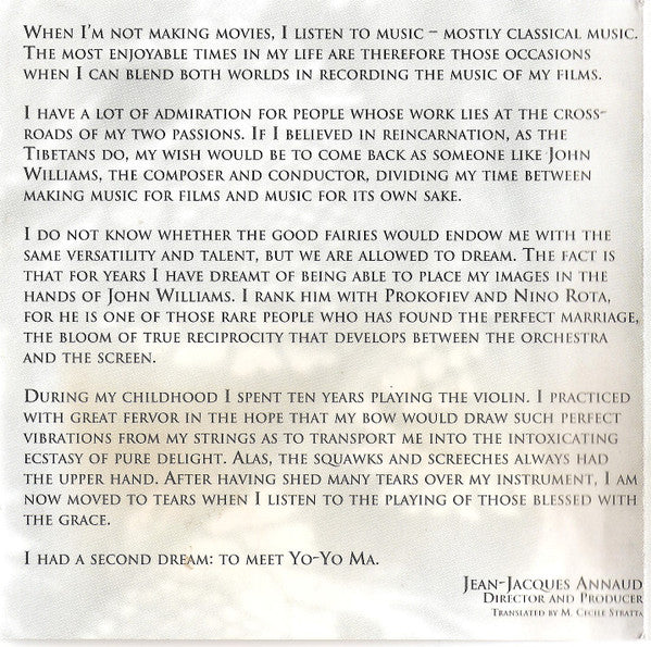 John Williams (4), Yo-Yo Ma : Seven Years In Tibet (Original Motion Picture Soundtrack) (Album)