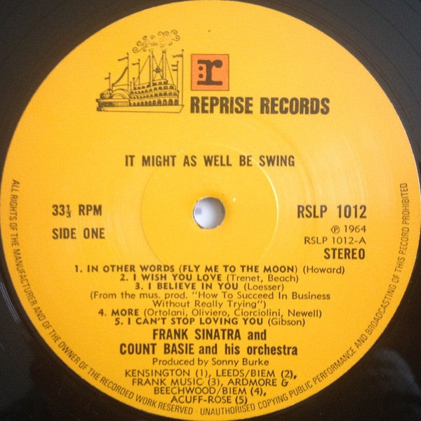 Frank Sinatra • Count Basie Orchestra : It Might As Well Be Swing (LP,Stereo)