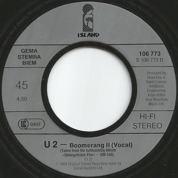 U2 : Pride (In The Name Of Love) (7",45 RPM,Single,Stereo)