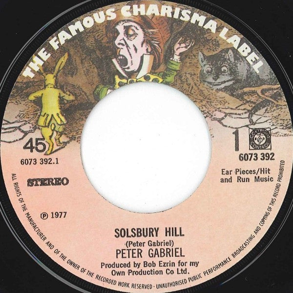 Peter Gabriel : Solsbury Hill (7",45 RPM,Single,Stereo)