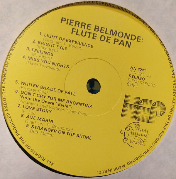Pierre Belmonde : Flûte De Pan (LP,Album,Stereo)