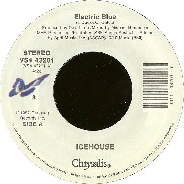 Icehouse : Electric Blue (7",45 RPM,Single,Styrene,Stereo)