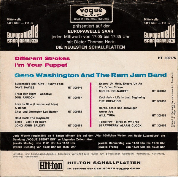 Geno Washington & The Ram Jam Band : Different Strokes (7",45 RPM,Single)