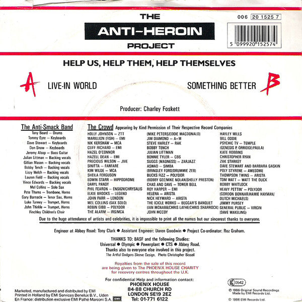 The Anti-Heroin Project : Live-In World (7", Single)