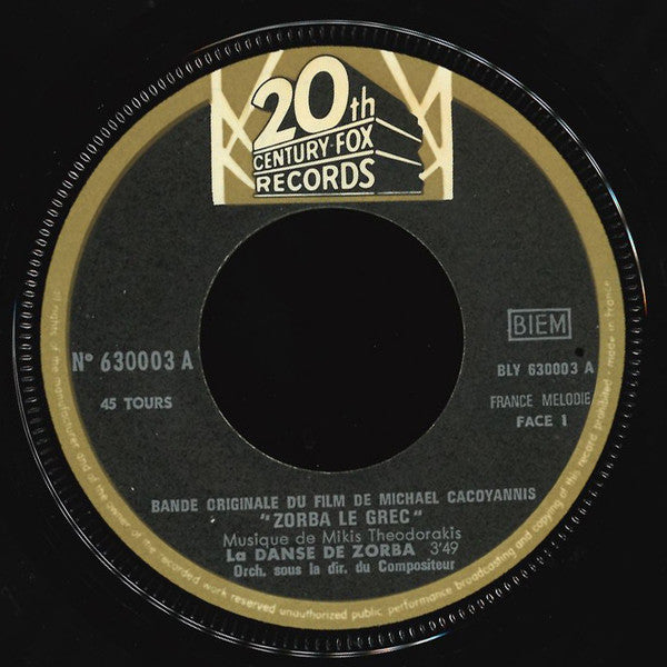 Mikis Theodorakis : Bande Originale Du Film Zorba Le Grec (7",45 RPM,Single)