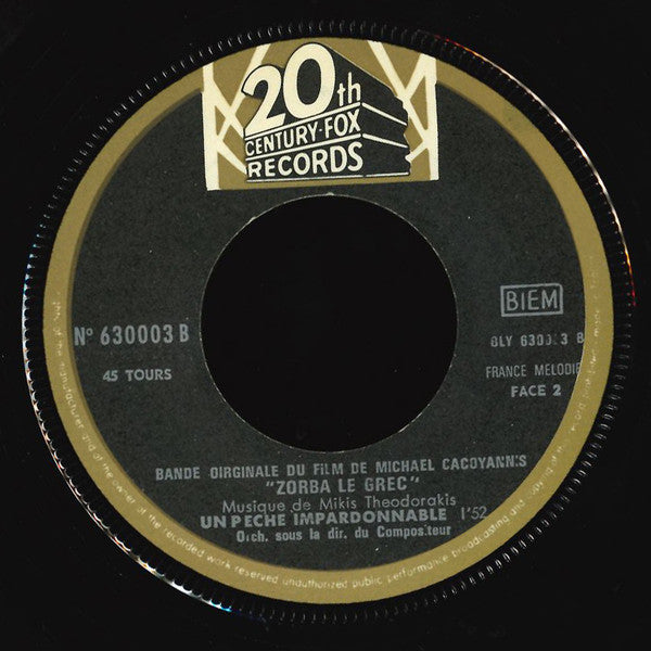 Mikis Theodorakis : Bande Originale Du Film Zorba Le Grec (7",45 RPM,Single)