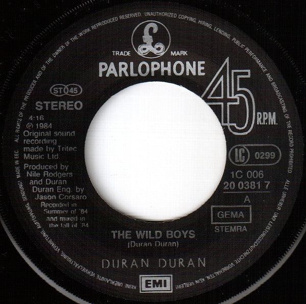 Duran Duran : The Wild Boys (7",45 RPM,Single,Stereo)