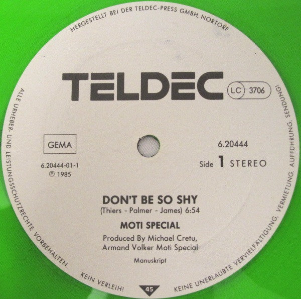 Moti Special : Don't Be So Shy (Extended Version) (12",45 RPM,Maxi-Single,Stereo)