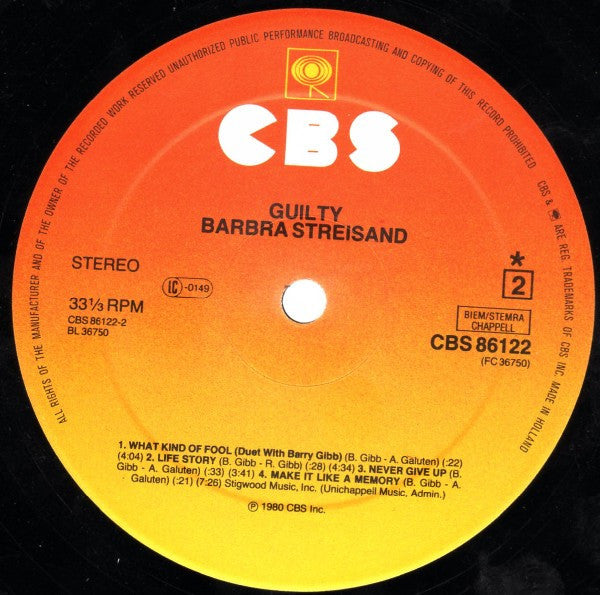 Barbra Streisand : Guilty (LP,Album)