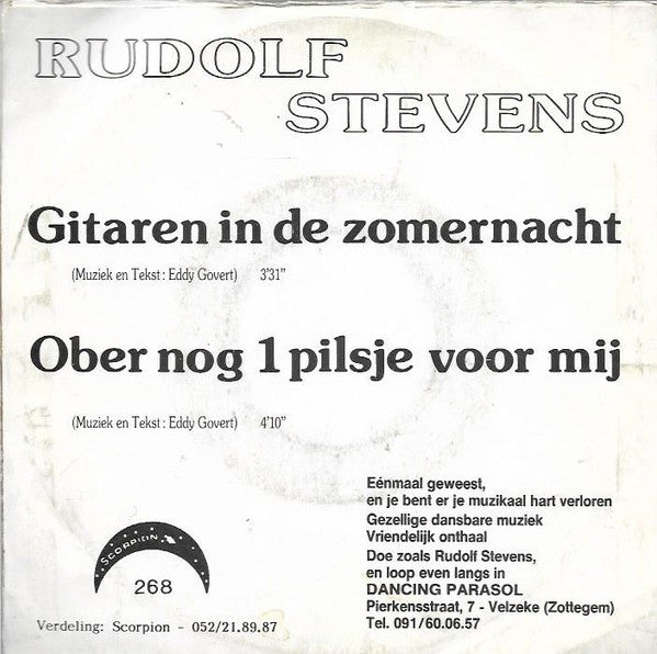 Rudolf Stevens : Gitaren In De Zomernacht / Ober Nog 1 Pilsje Voor Mij (7",45 RPM,Single,Stereo)
