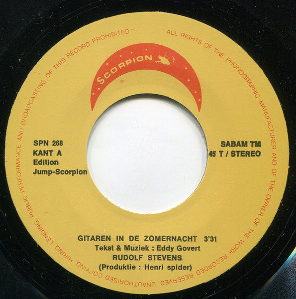 Rudolf Stevens : Gitaren In De Zomernacht / Ober Nog 1 Pilsje Voor Mij (7",45 RPM,Single,Stereo)