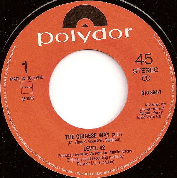 Level 42 : The Chinese Way (7",45 RPM,Single,Stereo)