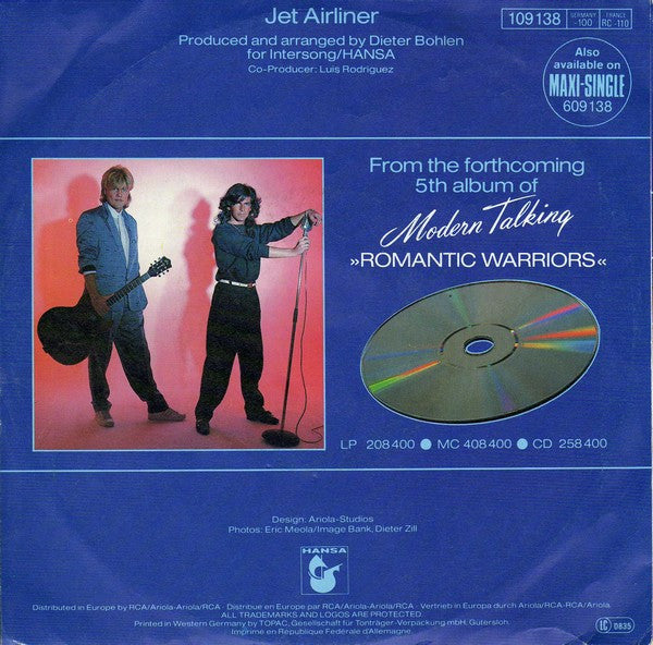 Modern Talking : Jet Airliner (7",45 RPM,Single,Stereo)