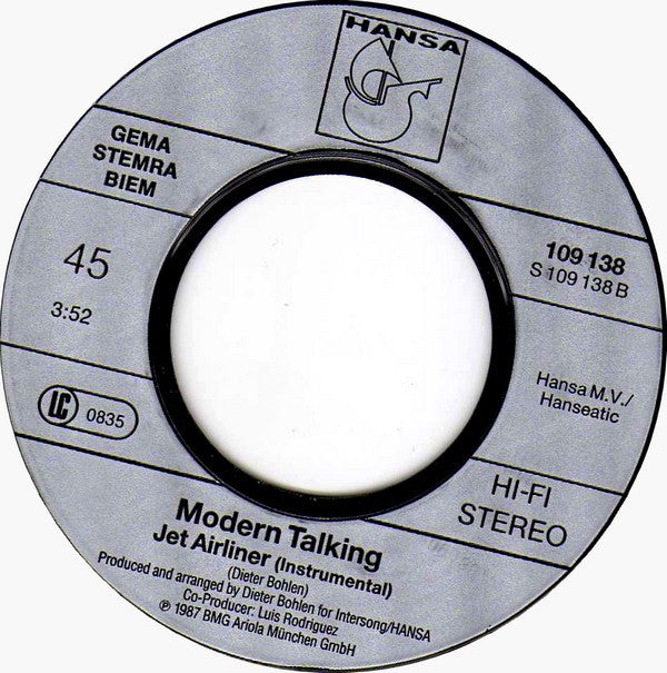 Modern Talking : Jet Airliner (7",45 RPM,Single,Stereo)