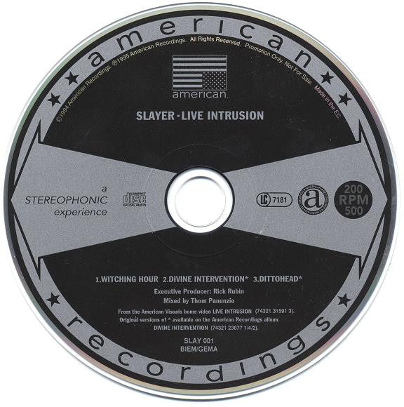 Slayer : Live Intrusion (CD, Promo)