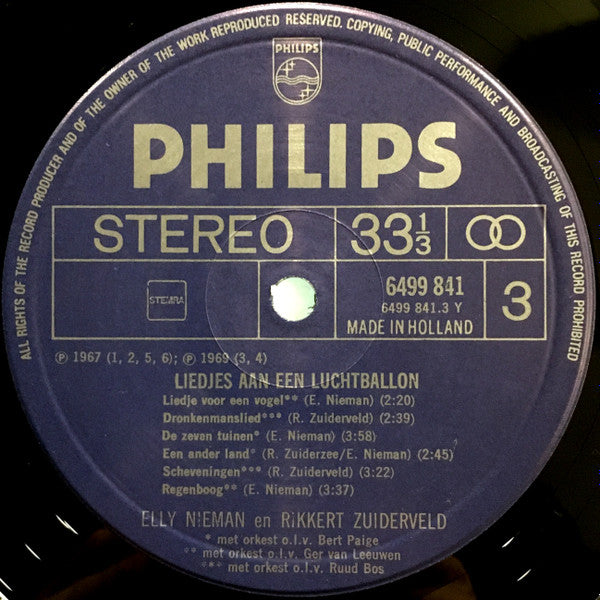 Elly Nieman En Rikkert Zuiderveld : Liedjes Aan Een Luchtballon (LP,Compilation)