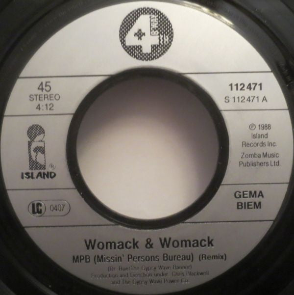 Womack & Womack : MPB (Missin' Persons Bureau) (7",45 RPM,Single,Stereo)