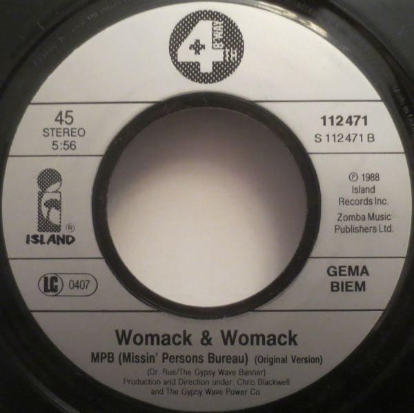 Womack & Womack : MPB (Missin' Persons Bureau) (7",45 RPM,Single,Stereo)