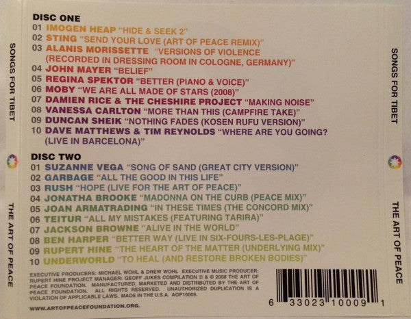 Various : Songs For Tibet: The Art Of Peace (Wisdom. Action. Freedom.) (Compilation)