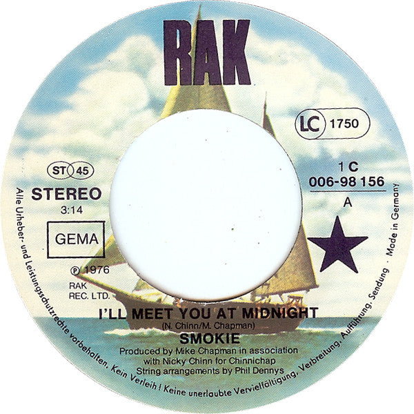 Smokie : I'll Meet You At Midnight (7",45 RPM,Single,Stereo)