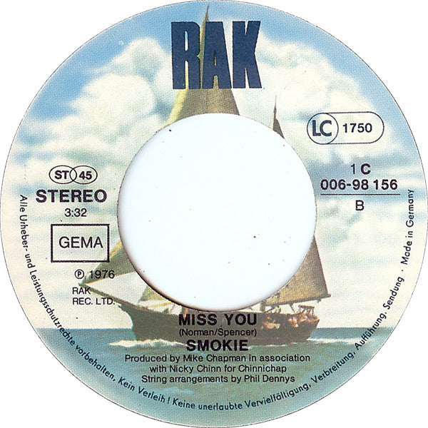 Smokie : I'll Meet You At Midnight (7",45 RPM,Single,Stereo)