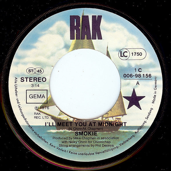 Smokie : I'll Meet You At Midnight (7",45 RPM,Single,Stereo)