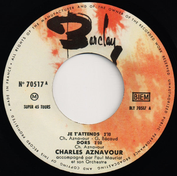 Charles Aznavour : Je T'attends (7",45 RPM,EP)