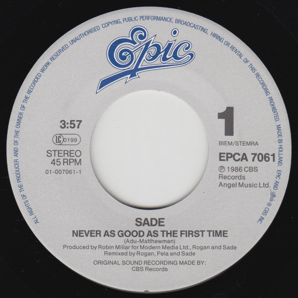 Sade : Never As Good As The First Time (7",45 RPM,Single)